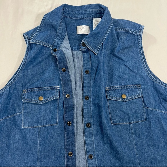 Emma James Vintage 90’ Spirit Sleeveless Denim Shirt Frontal Pockets Size XL - Picture 5 of 9